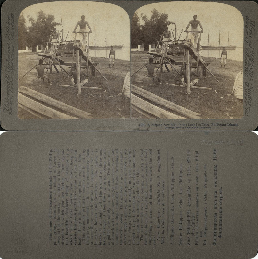 A Filipino Saw Mill, in the Island of Cebu, Philippine Islands.